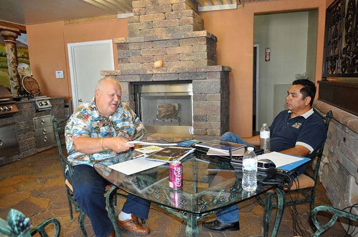 Consultations with the team brick stone masonry Iron Works contractor